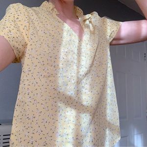 Printed V-neck Sheer Blouse Medium